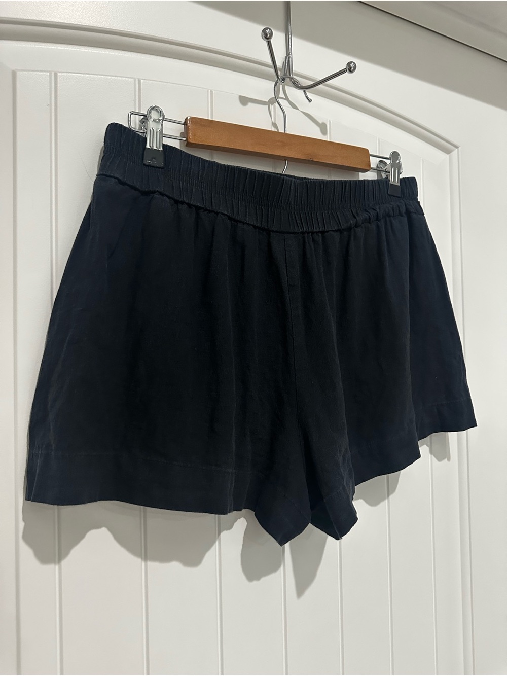 A New Day Black Linen Blend Pull-On Shorts | Women’s Medium | Elastic Waist